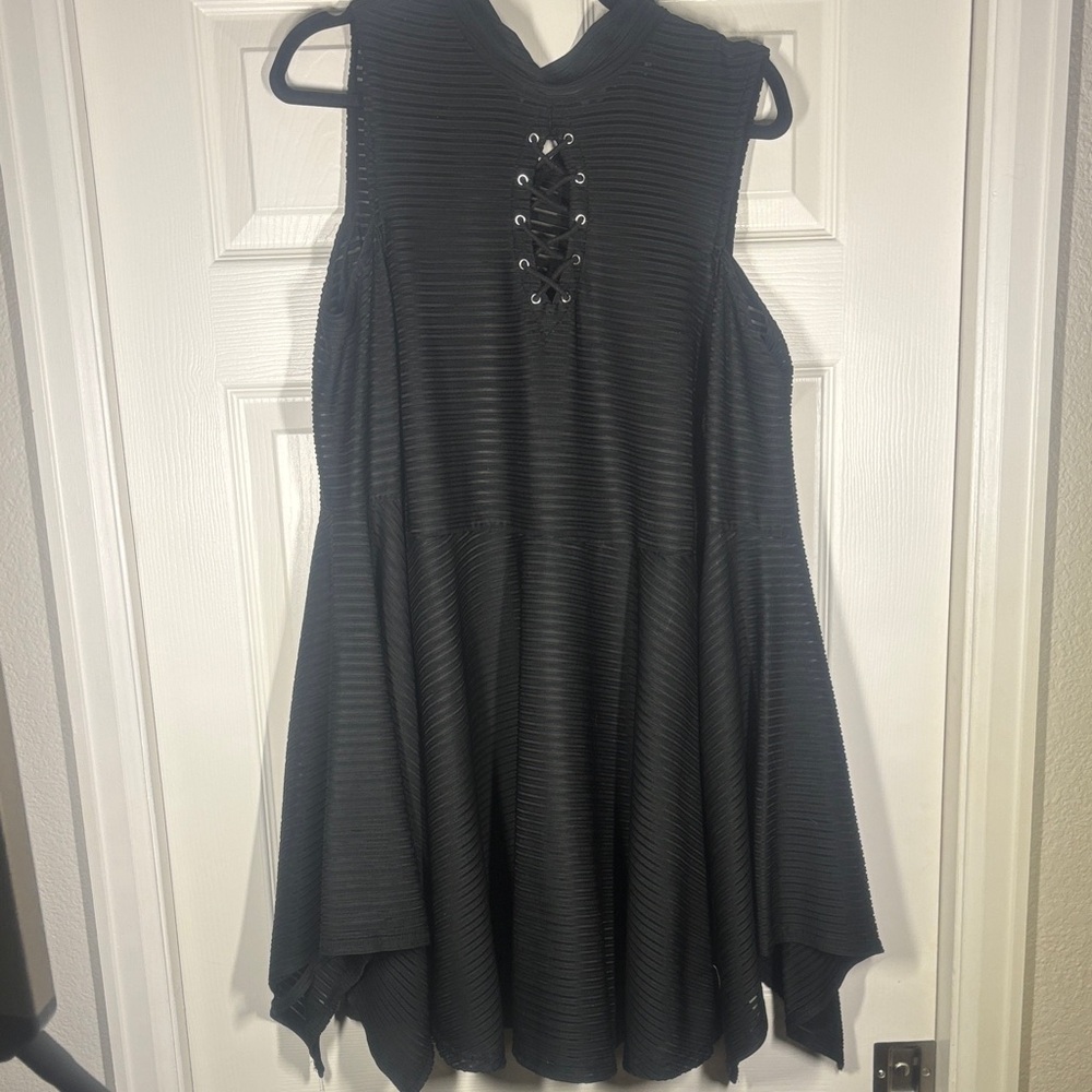 Killstar Black Cold Shoulder Lace-Up Dress